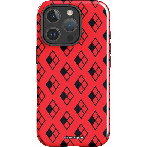 DC Comics Harley Quinn Logo Pattern iPhone 16 Pro Impact Case
